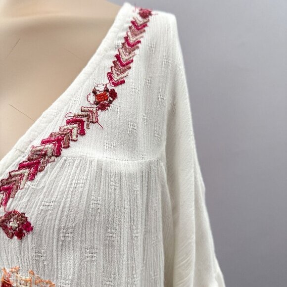Free People Ariana Peasant Boho Tunic Top Embroidered Flowy V-Neck Women XS - Picture 8 of 16